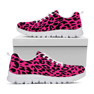 Hot Pink Leopard Print White Sneakers