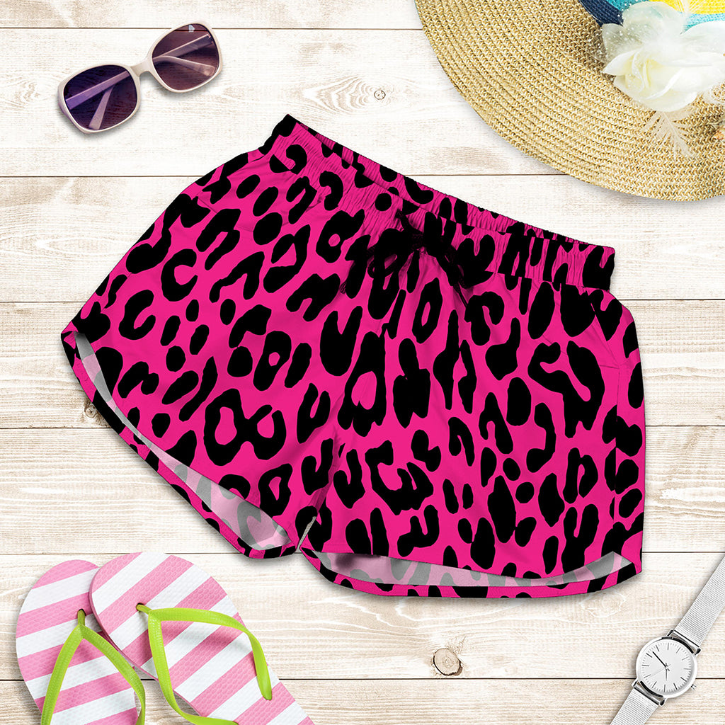 Hot Pink Leopard Print Women's Shorts