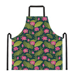 Hot Pink Lotus Pattern Print Apron