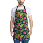 Hot Pink Lotus Pattern Print Apron