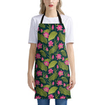 Hot Pink Lotus Pattern Print Apron