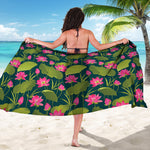 Hot Pink Lotus Pattern Print Beach Sarong Wrap