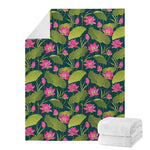 Hot Pink Lotus Pattern Print Blanket