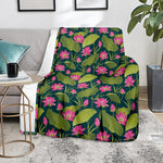 Hot Pink Lotus Pattern Print Blanket