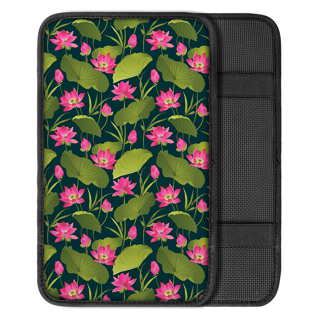 Hot Pink Lotus Pattern Print Car Center Console Cover