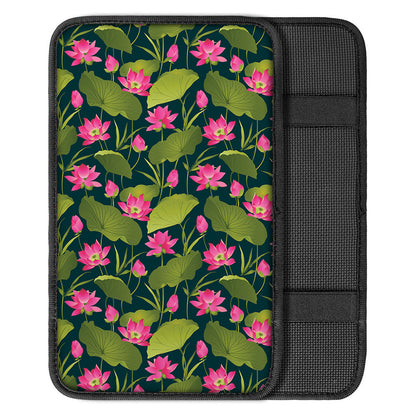 Hot Pink Lotus Pattern Print Car Center Console Cover
