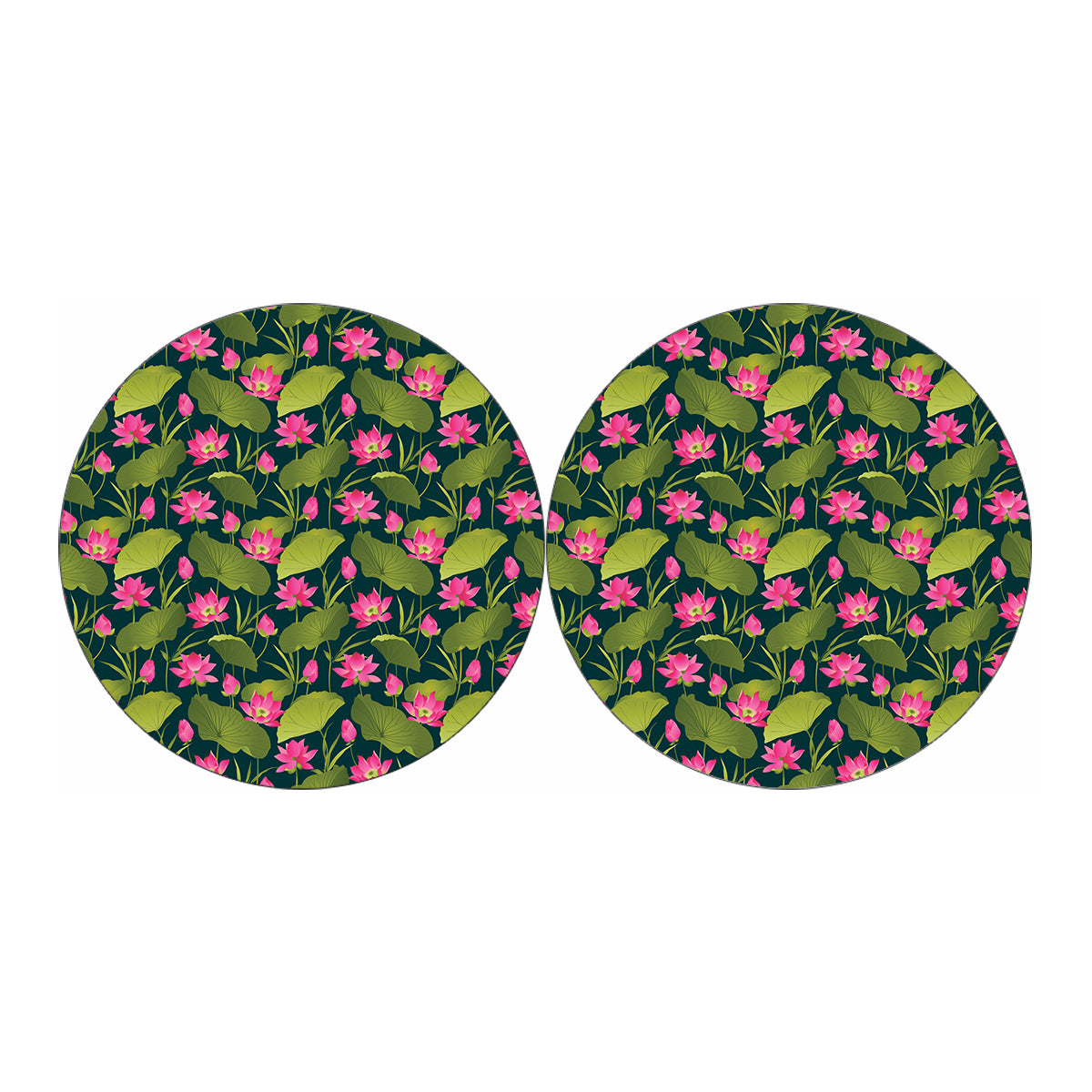 Hot Pink Lotus Pattern Print Car Coasters
