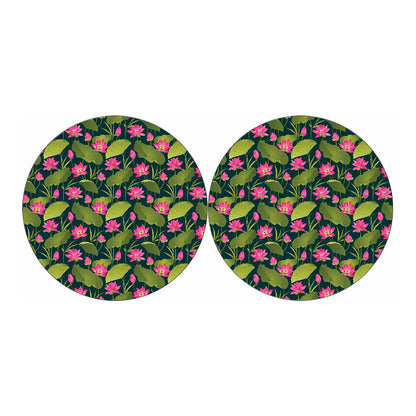 Hot Pink Lotus Pattern Print Car Coasters