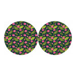 Hot Pink Lotus Pattern Print Car Coasters
