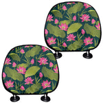 Hot Pink Lotus Pattern Print Car Headrest Covers