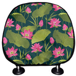 Hot Pink Lotus Pattern Print Car Headrest Covers