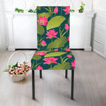 Hot Pink Lotus Pattern Print Dining Chair Slipcover