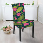 Hot Pink Lotus Pattern Print Dining Chair Slipcover