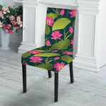 Hot Pink Lotus Pattern Print Dining Chair Slipcover