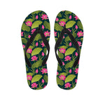 Hot Pink Lotus Pattern Print Flip Flops