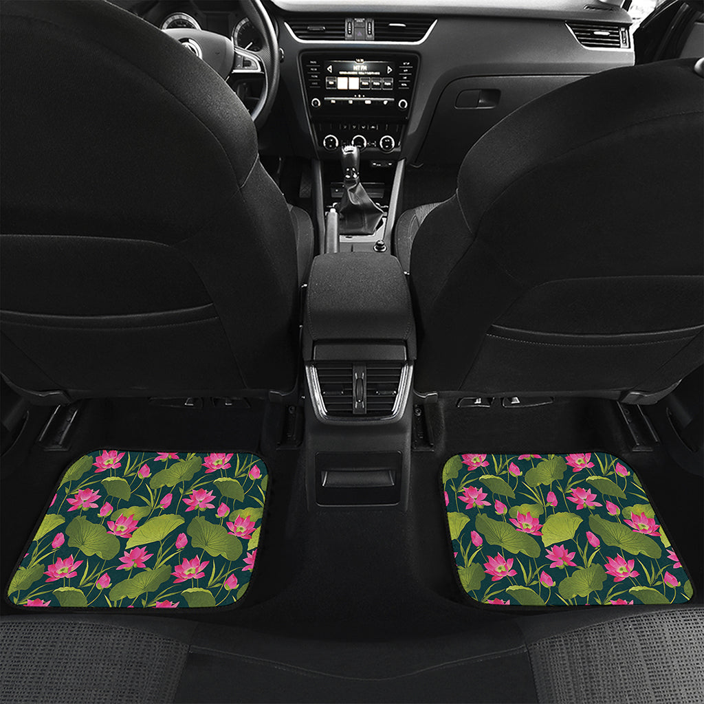 Hot Pink Lotus Pattern Print Front and Back Car Floor Mats