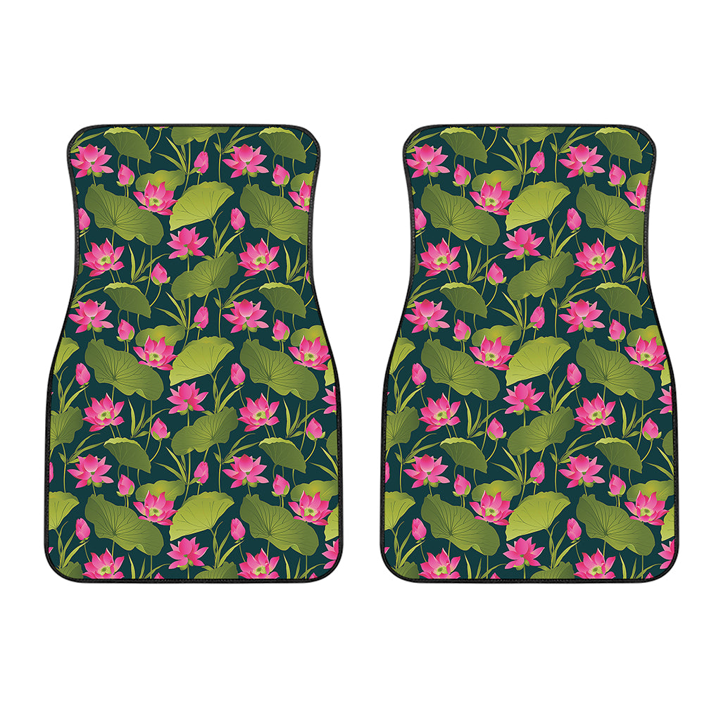 Hot Pink Lotus Pattern Print Front Car Floor Mats