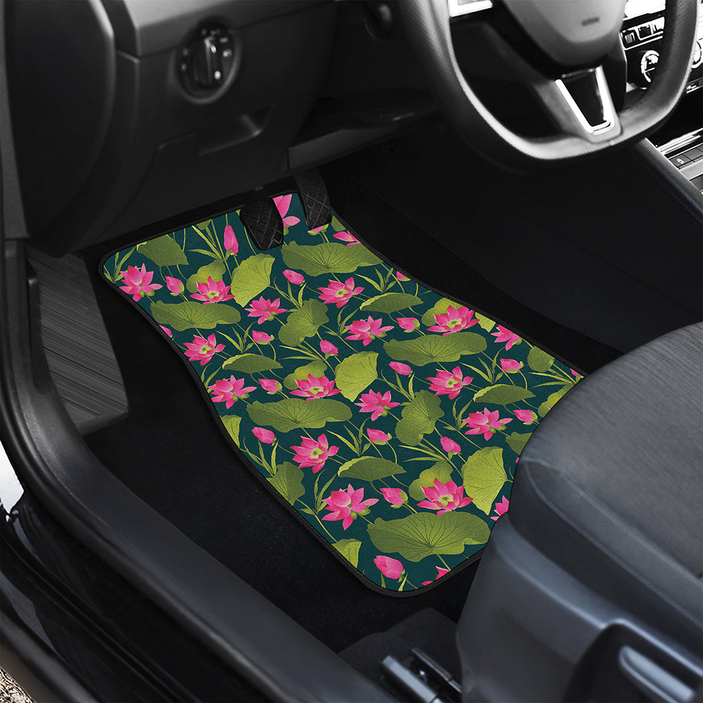 Hot Pink Lotus Pattern Print Front Car Floor Mats