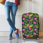 Hot Pink Lotus Pattern Print Luggage Cover