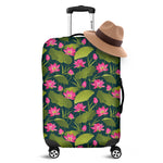 Hot Pink Lotus Pattern Print Luggage Cover