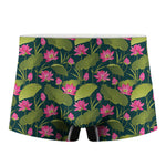 Hot Pink Lotus Pattern Print Men's Boxer Briefs