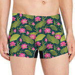 Hot Pink Lotus Pattern Print Men's Boxer Briefs