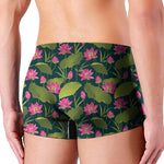 Hot Pink Lotus Pattern Print Men's Boxer Briefs