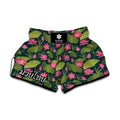 Hot Pink Lotus Pattern Print Muay Thai Boxing Shorts
