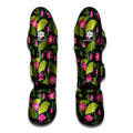Hot Pink Lotus Pattern Print Muay Thai Shin Guards