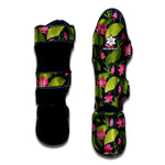 Hot Pink Lotus Pattern Print Muay Thai Shin Guard