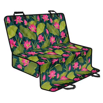 Hot Pink Lotus Pattern Print Pet Car Back Seat Cover
