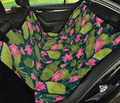 Hot Pink Lotus Pattern Print Pet Car Back Seat Cover