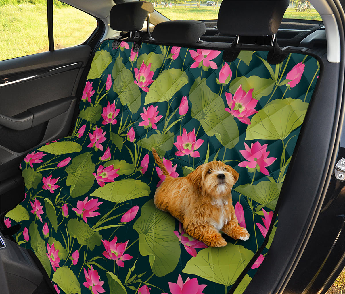 Hot Pink Lotus Pattern Print Pet Car Back Seat Cover