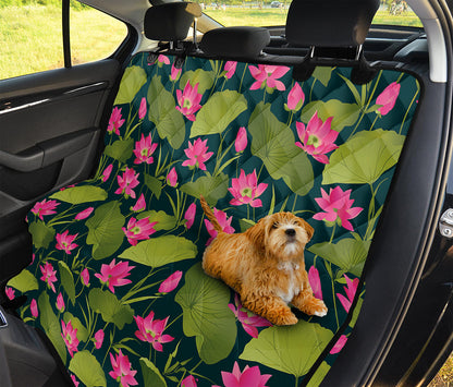 Hot Pink Lotus Pattern Print Pet Car Back Seat Cover