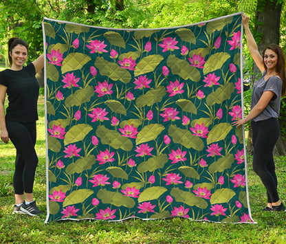 Hot Pink Lotus Pattern Print Quilt
