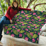 Hot Pink Lotus Pattern Print Quilt