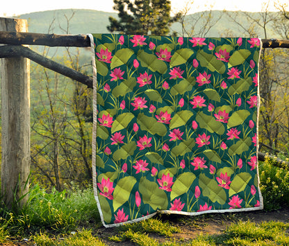 Hot Pink Lotus Pattern Print Quilt