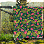 Hot Pink Lotus Pattern Print Quilt