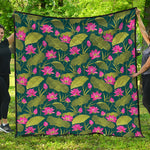 Hot Pink Lotus Pattern Print Quilt