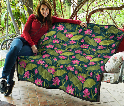 Hot Pink Lotus Pattern Print Quilt