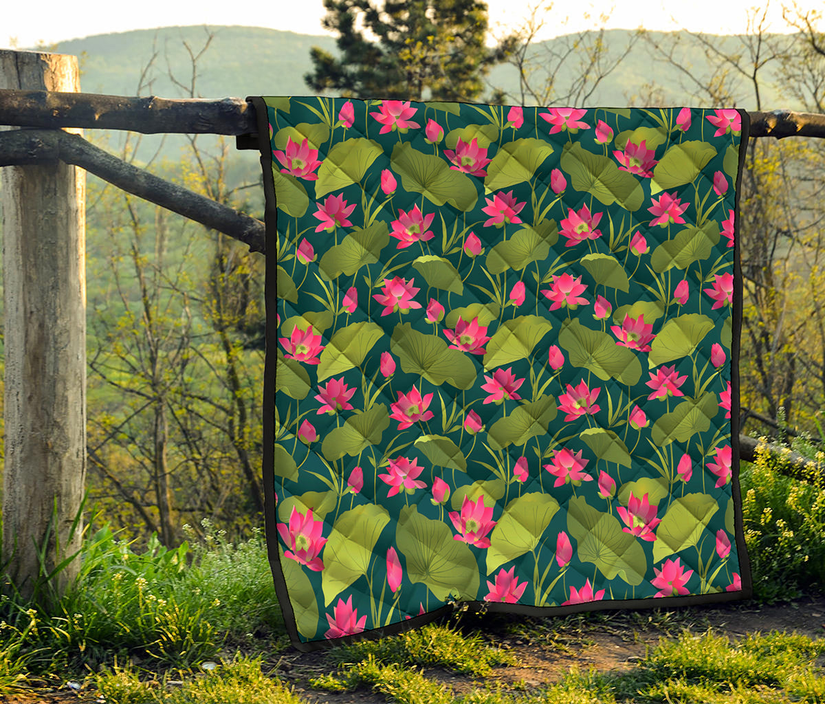 Hot Pink Lotus Pattern Print Quilt