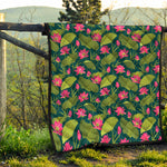 Hot Pink Lotus Pattern Print Quilt