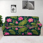 Hot Pink Lotus Pattern Print Sofa Cover