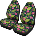 Hot Pink Lotus Pattern Print Universal Fit Car Seat Covers