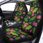 Hot Pink Lotus Pattern Print Universal Fit Car Seat Covers