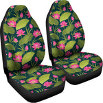 Hot Pink Lotus Pattern Print Universal Fit Car Seat Covers