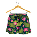 Hot Pink Lotus Pattern Print Women's Shorts