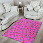 Hot Pink Pineapple Pattern Print Area Rug GearFrost
