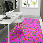 Hot Pink Pineapple Pattern Print Area Rug GearFrost