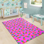 Hot Pink Pineapple Pattern Print Area Rug GearFrost